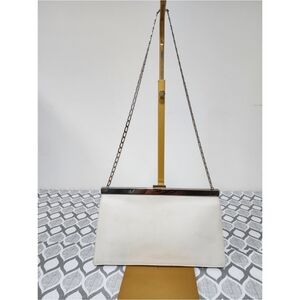 CELINE Smooth Calfskin Medium Clasp Shoulder Bag Off-White